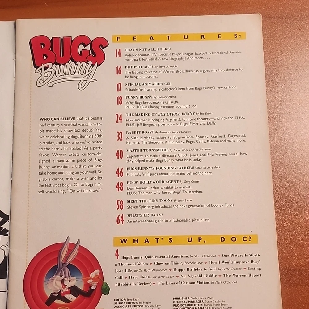 Bugs Bunny 50th Birthday Collector Magazine 1990 w/ Bonus Animation Cell - Picture 5 of 13